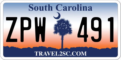 SC license plate ZPW491