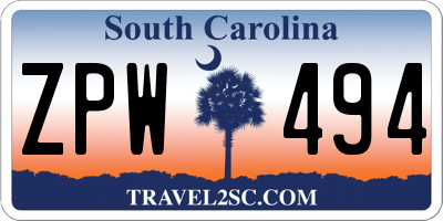 SC license plate ZPW494