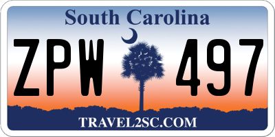 SC license plate ZPW497