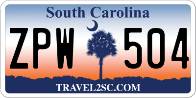 SC license plate ZPW504