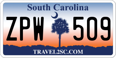 SC license plate ZPW509