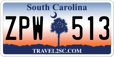 SC license plate ZPW513