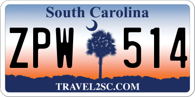 SC license plate ZPW514