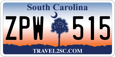 SC license plate ZPW515