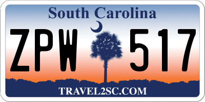 SC license plate ZPW517