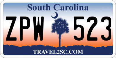 SC license plate ZPW523