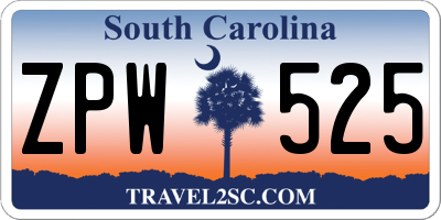 SC license plate ZPW525