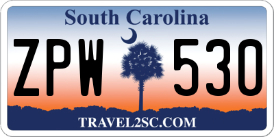 SC license plate ZPW530