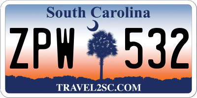 SC license plate ZPW532