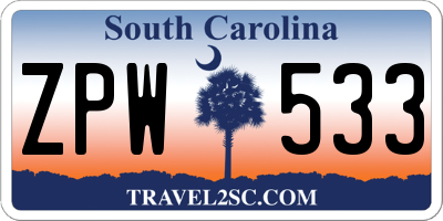 SC license plate ZPW533