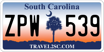 SC license plate ZPW539
