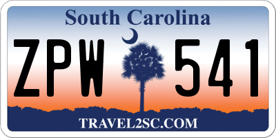 SC license plate ZPW541
