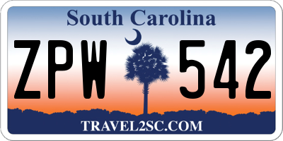 SC license plate ZPW542