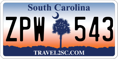 SC license plate ZPW543