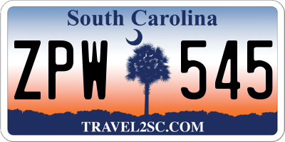 SC license plate ZPW545