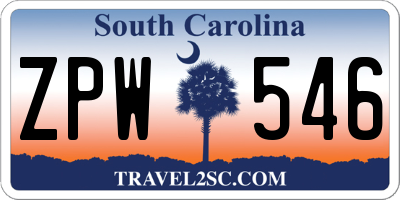 SC license plate ZPW546