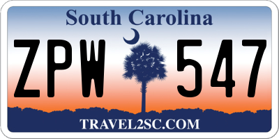 SC license plate ZPW547