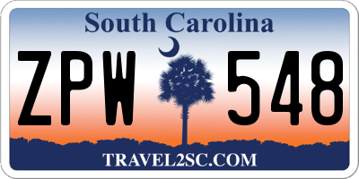 SC license plate ZPW548