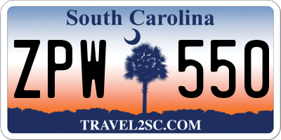 SC license plate ZPW550