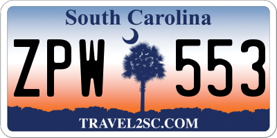 SC license plate ZPW553