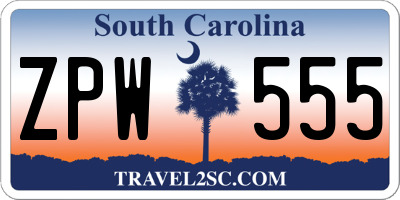 SC license plate ZPW555