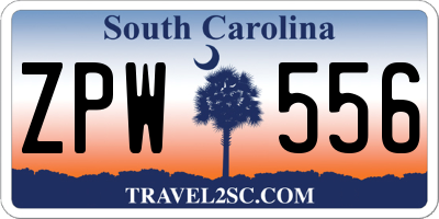 SC license plate ZPW556