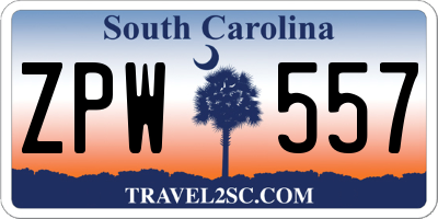 SC license plate ZPW557