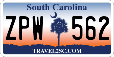 SC license plate ZPW562