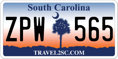 SC license plate ZPW565