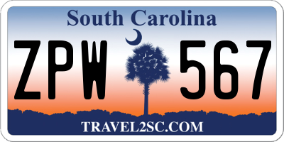 SC license plate ZPW567
