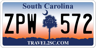 SC license plate ZPW572