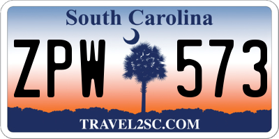 SC license plate ZPW573