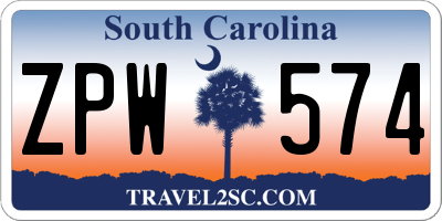 SC license plate ZPW574