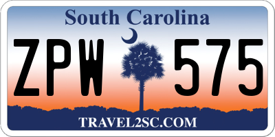 SC license plate ZPW575