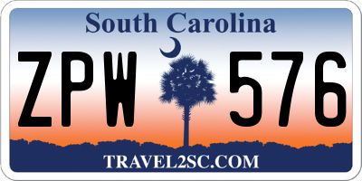 SC license plate ZPW576
