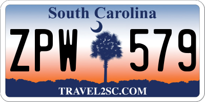 SC license plate ZPW579