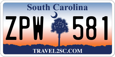SC license plate ZPW581