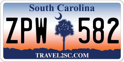 SC license plate ZPW582