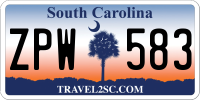 SC license plate ZPW583