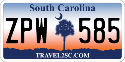 SC license plate ZPW585
