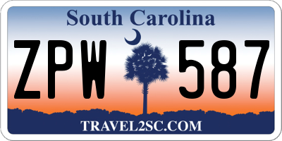 SC license plate ZPW587