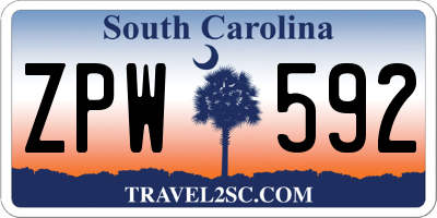 SC license plate ZPW592
