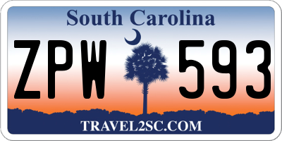 SC license plate ZPW593