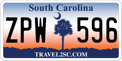 SC license plate ZPW596