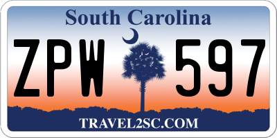 SC license plate ZPW597