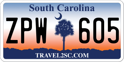 SC license plate ZPW605