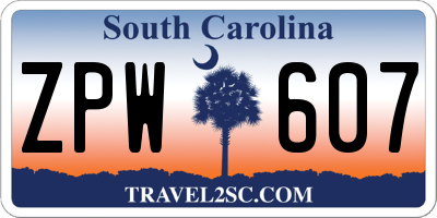 SC license plate ZPW607