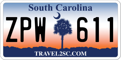 SC license plate ZPW611