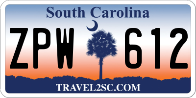 SC license plate ZPW612