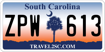 SC license plate ZPW613